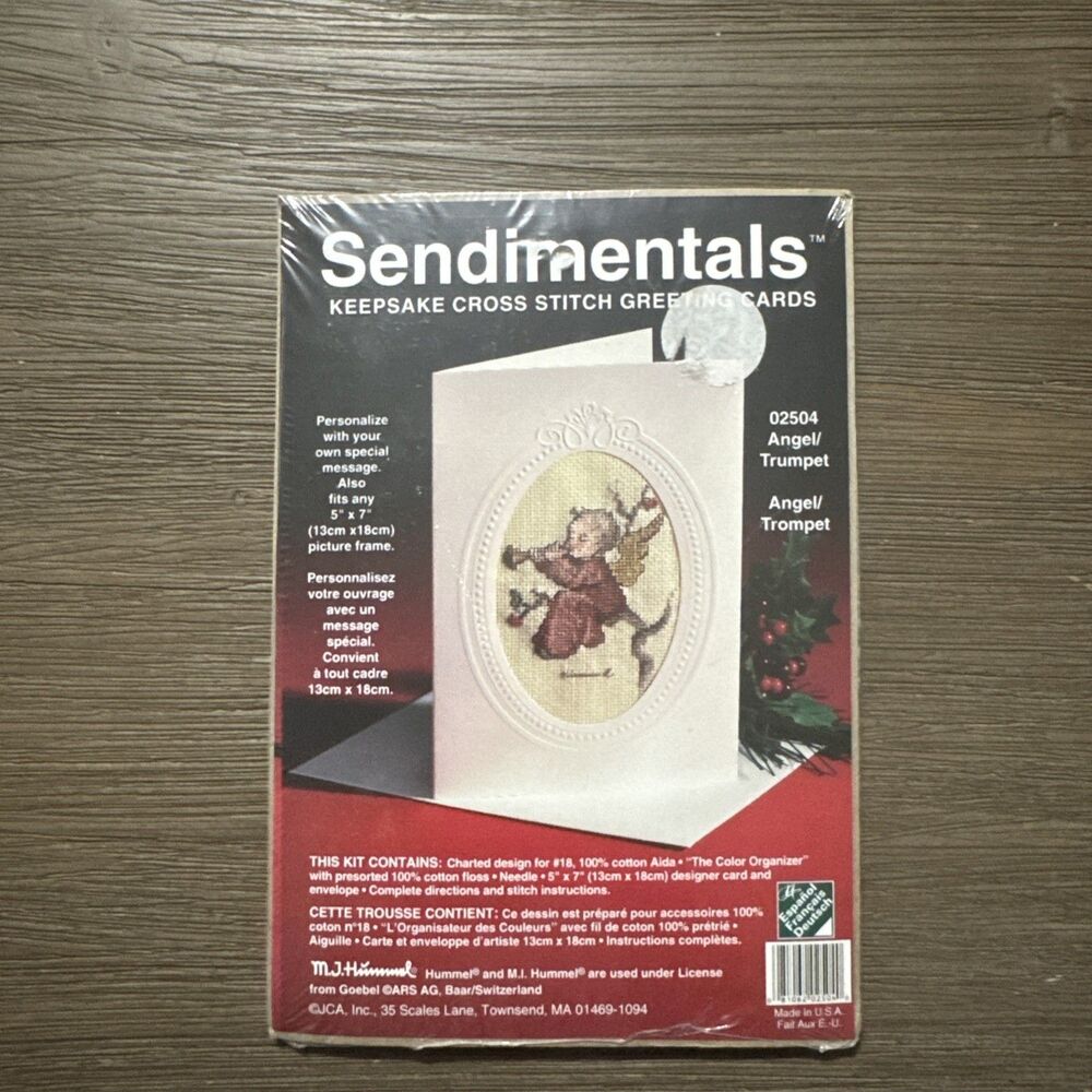 Vtg Sendimentals Keepsake Cross Stitch Angel Trumpet Card Kit02504 NEW Christmas